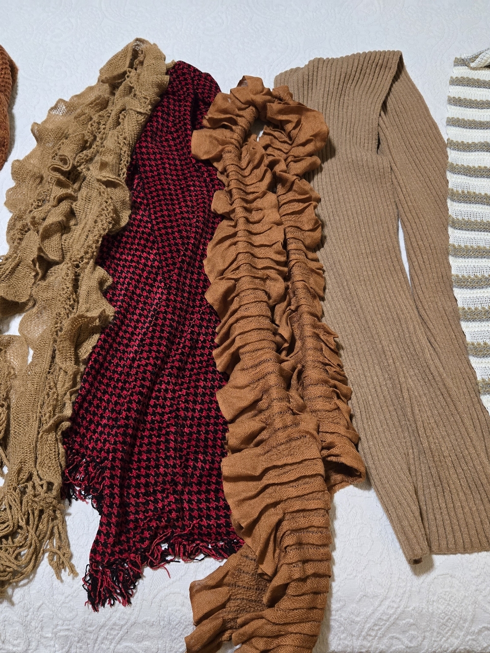 Lot Of 6 Fall Color Knit Scarves Women Accessories Warm Cozy